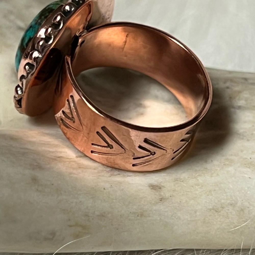 Turquoise And Copper Statement Ring - image 4